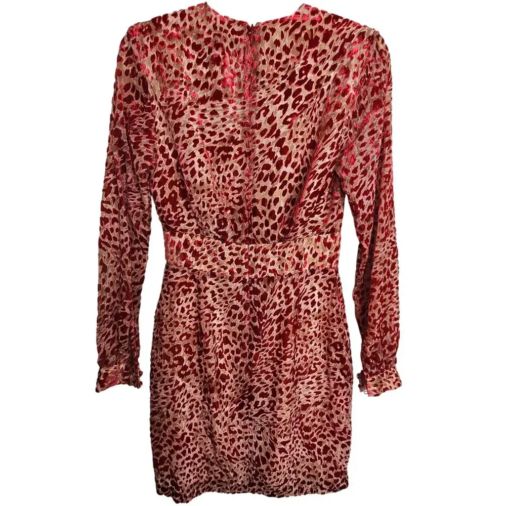 French Connection Womens Velvet Adelma Devore Leopard Mini Dress Size 0 Mob Wife